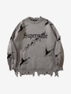 Frayed Logo Knit Sweater