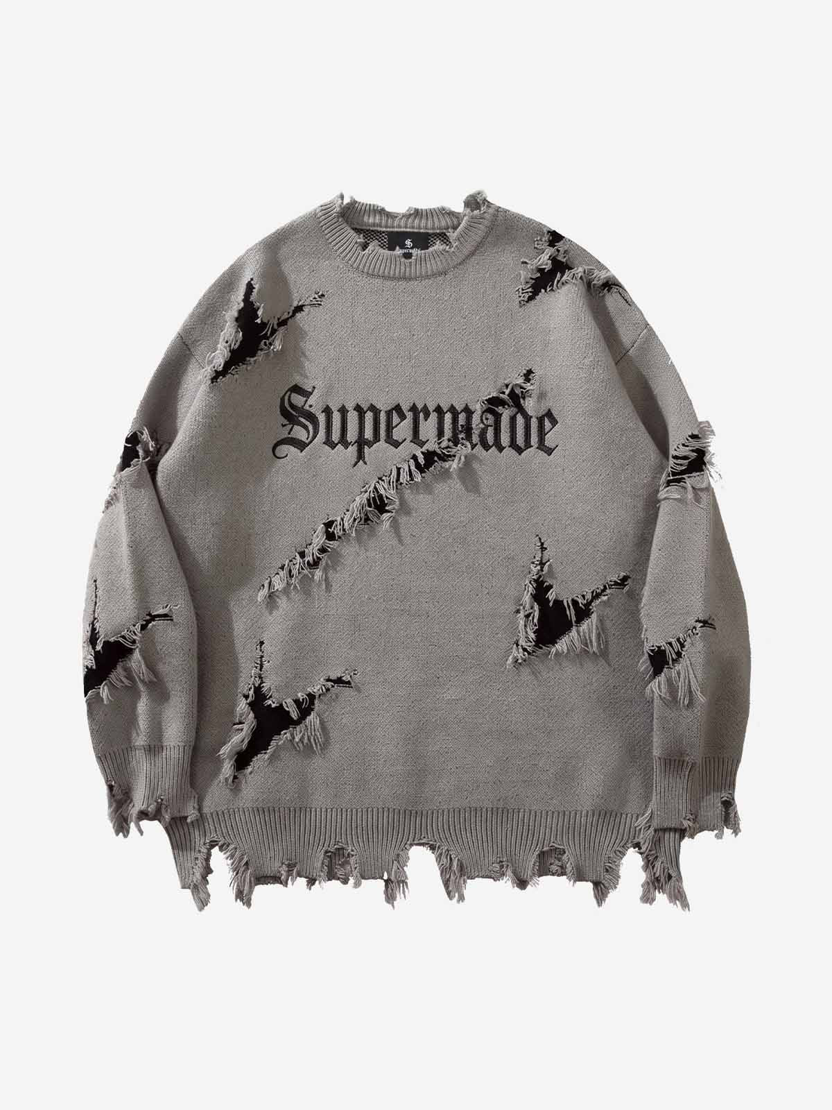 Frayed Logo Knit Sweater