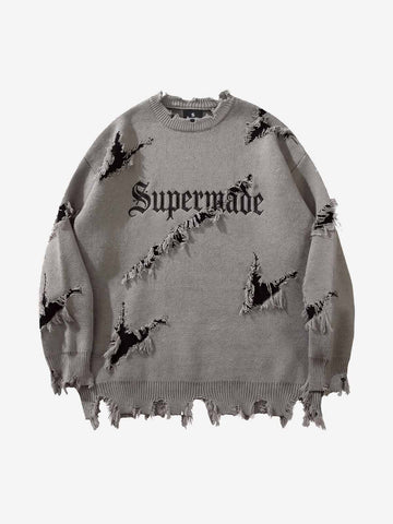 Frayed Logo Knit Sweater