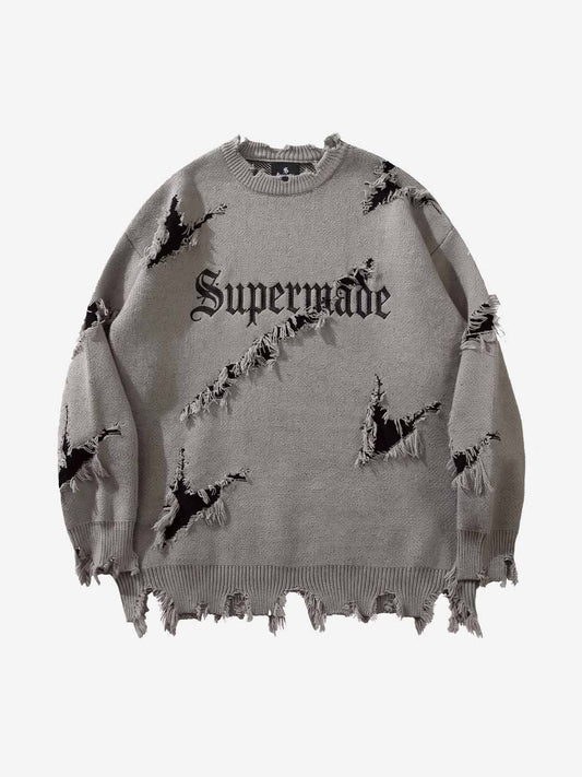 Frayed Logo Knit Sweater
