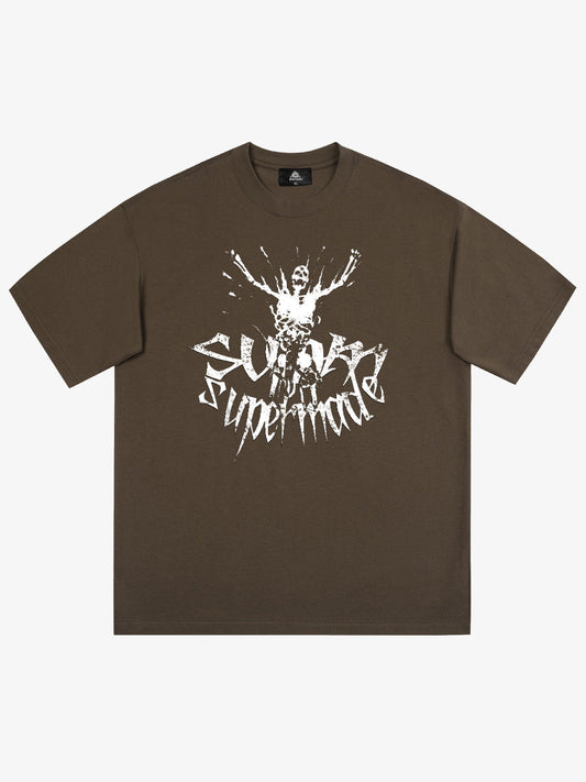 THE SUPERMADE TRENDY STREET OLD-FASHIONER SKULL PRINT T-SHIRT 