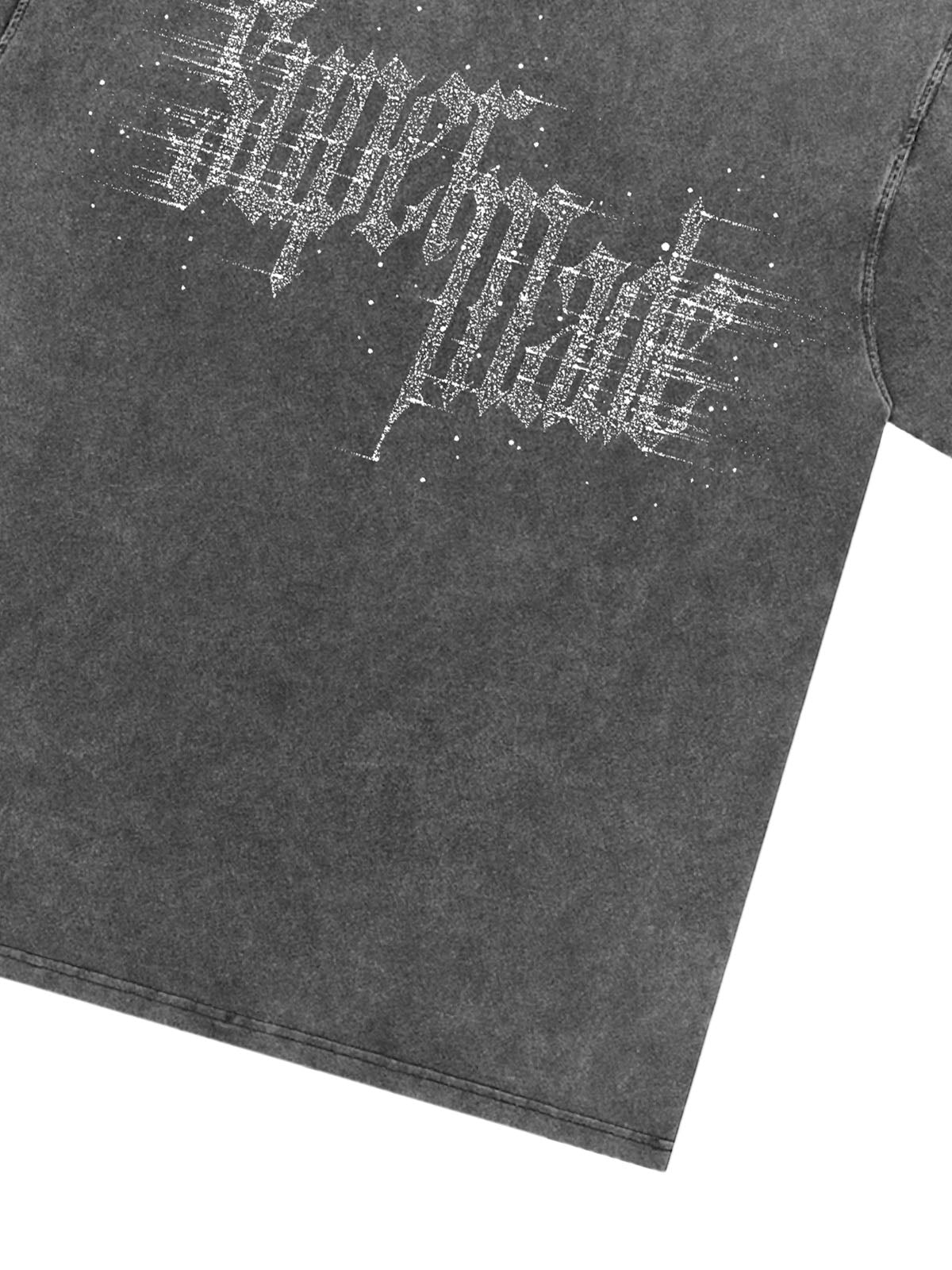 THE SUPERMADE Imitation Diamond Effect LOGO Graphic Tee with Bold Typography Design 