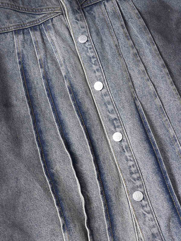 Camo-Trimmed Pleated Denim Utility Set 