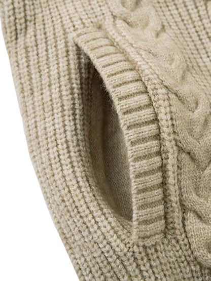 Cable Knit Zip-Up Sweater Jacket for Cozy Elegance 