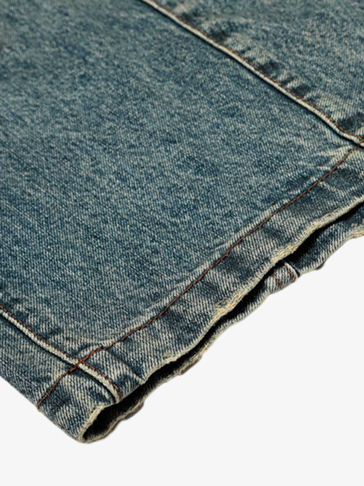 Vintage Mud-Dyed Distressed Barrel Jeans - 2537 
