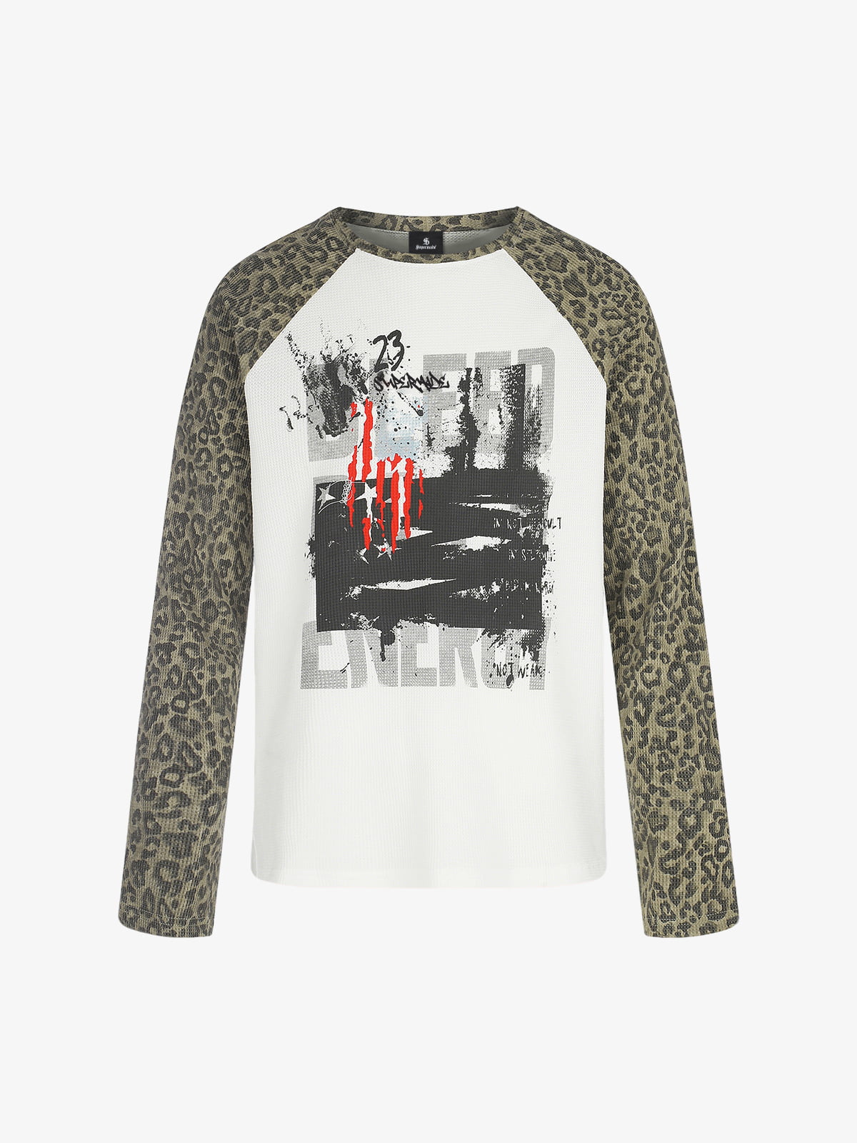 Leopard Graffiti Waffle Long Sleeve Tee