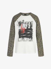 Leopard Graffiti Waffle Long Sleeve Tee