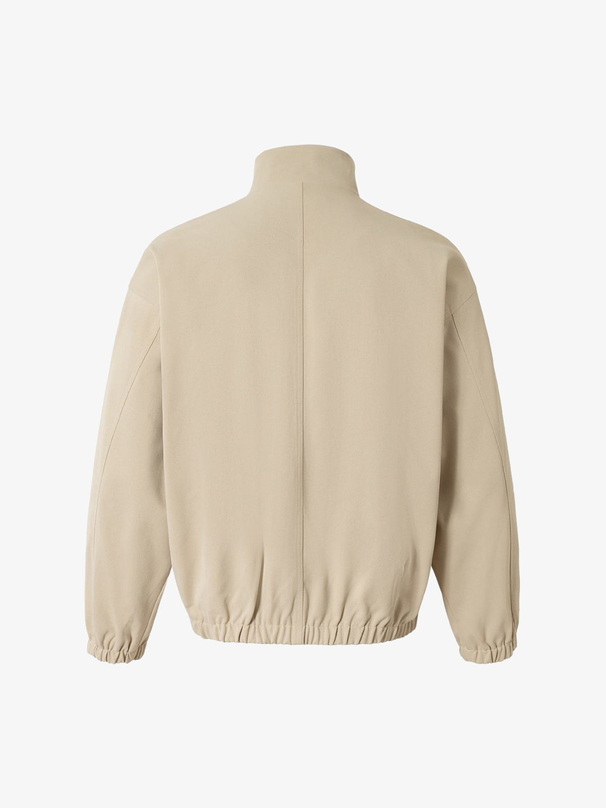 Beige High-Collar Zip-Up Jacket with Functional Pockets - Perfect for Casual and Outdoor Activities 