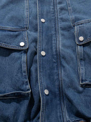 Metal Buckle Paneled Denim Jacket