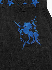 Star Equestrian Embroidered Double-Waist Jeans