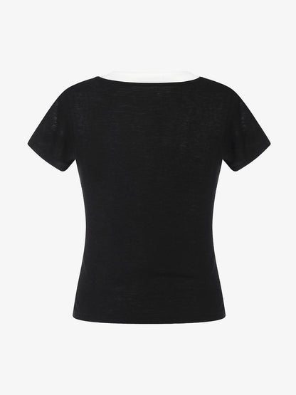 Layered Look Henley Slim Fit Short Sleeve T-Shirt 