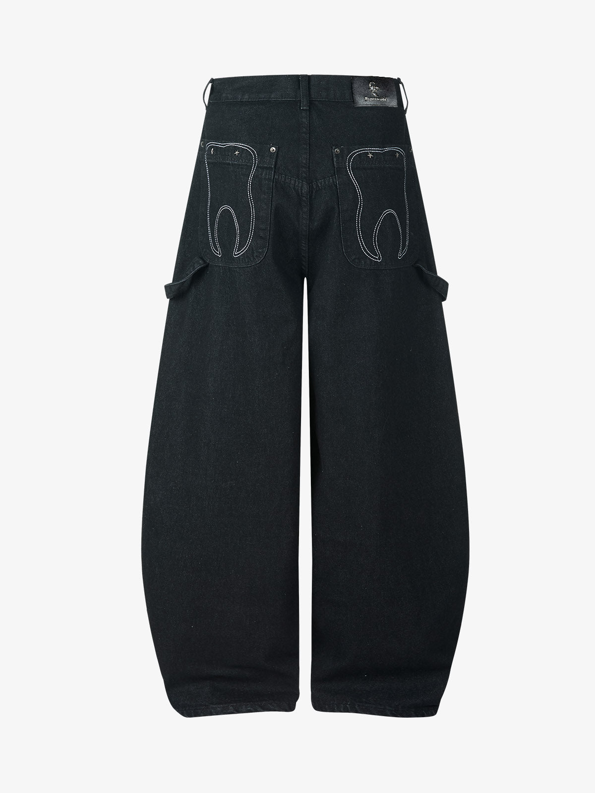 Gothic Graphic Raw Denim Baggy Barrel Jeans