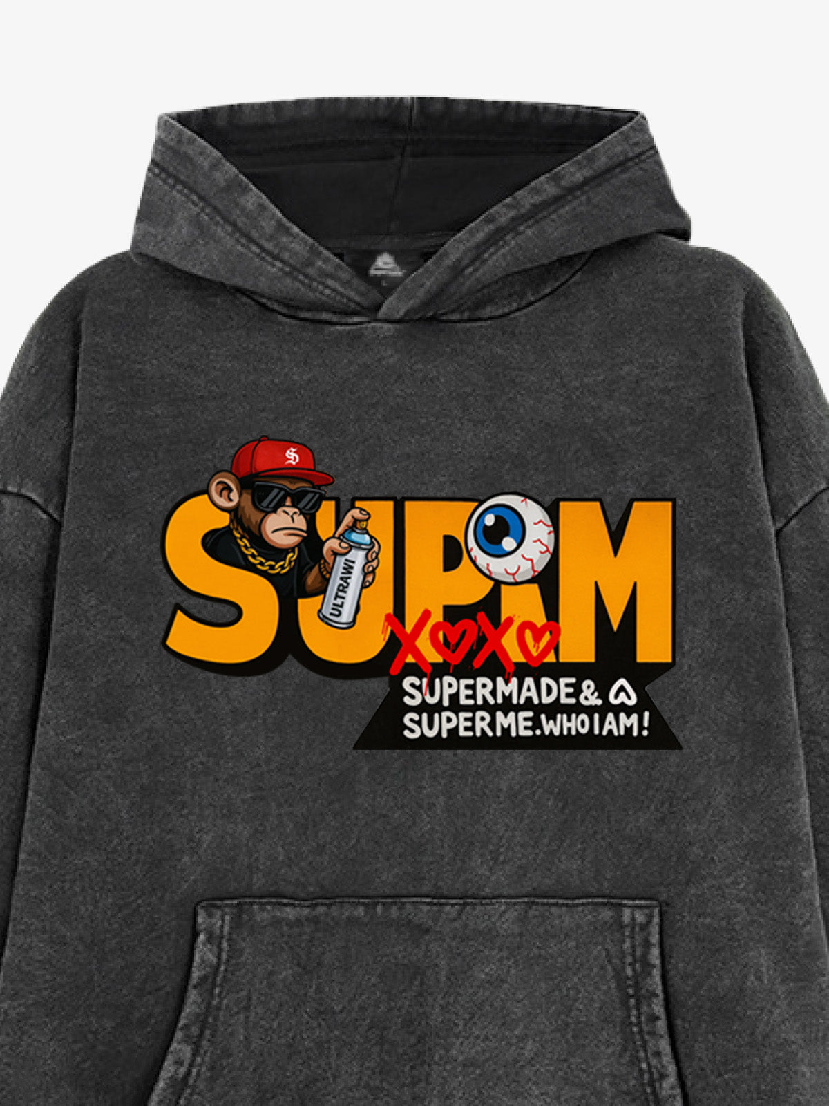 Supermade Hip-hop Monkey Graffiti Hooded Sweatshirt 