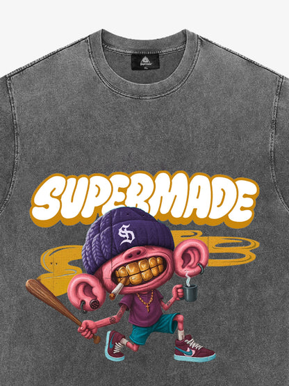 Thesupermade Cartoon Graffiti Baseball Cool Boy T-shirt 