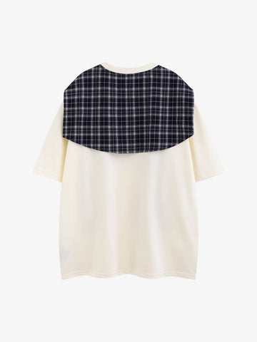 Street Style Retro Patchwork Plaid Tee