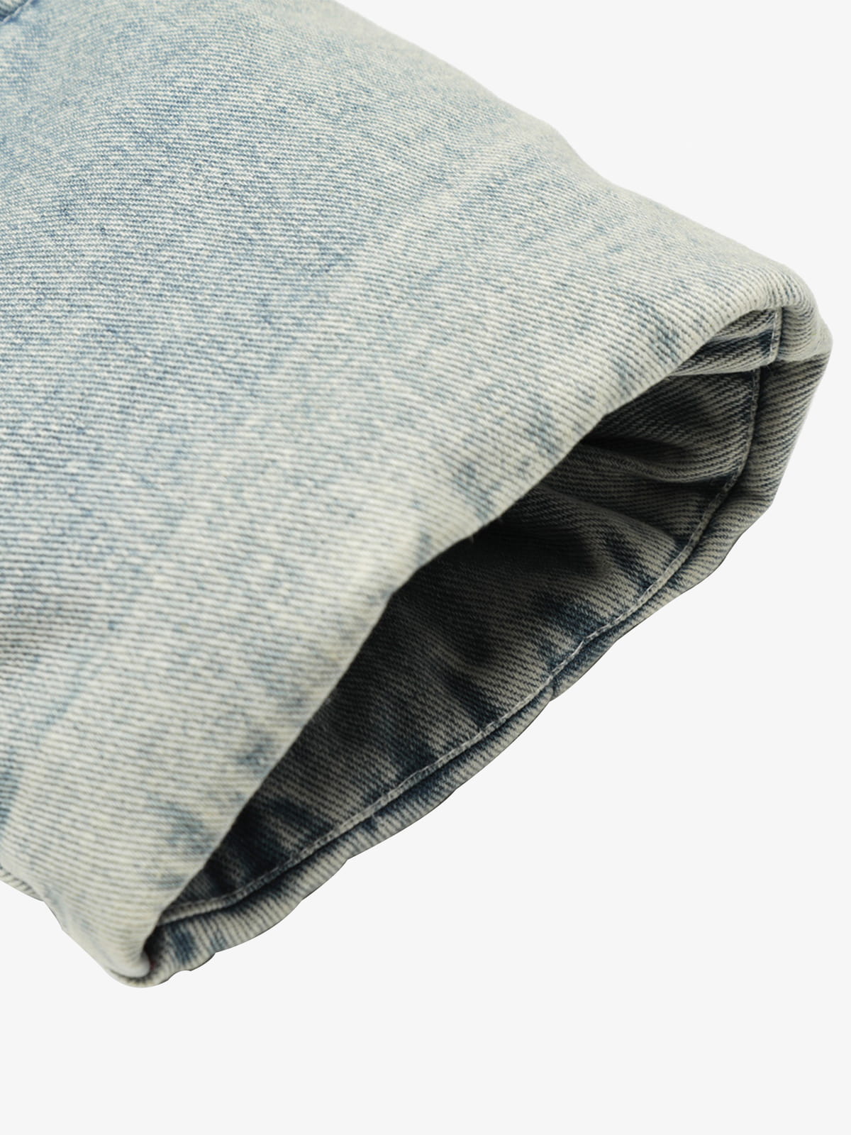 Retro Washed Denim Faux Fur Collar Quilted Jacket 