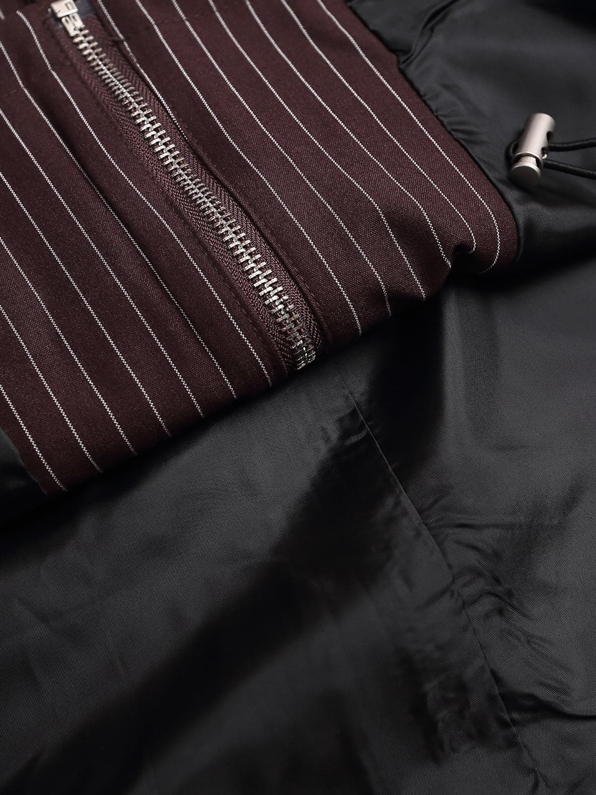 Deconstructed Striped Hooded Cropped Jacket