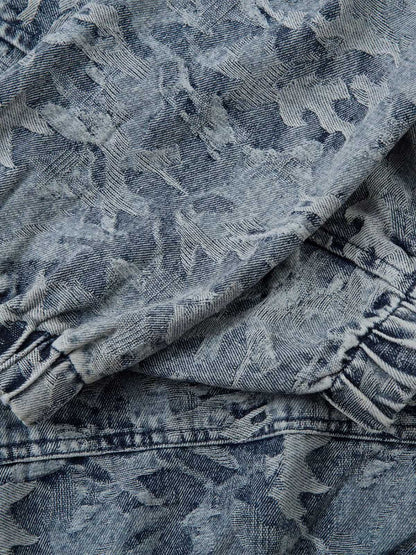 Camouflage Print Denim Hoodie with Front Pocket - Perfect for Casual and Streetwear Styles 