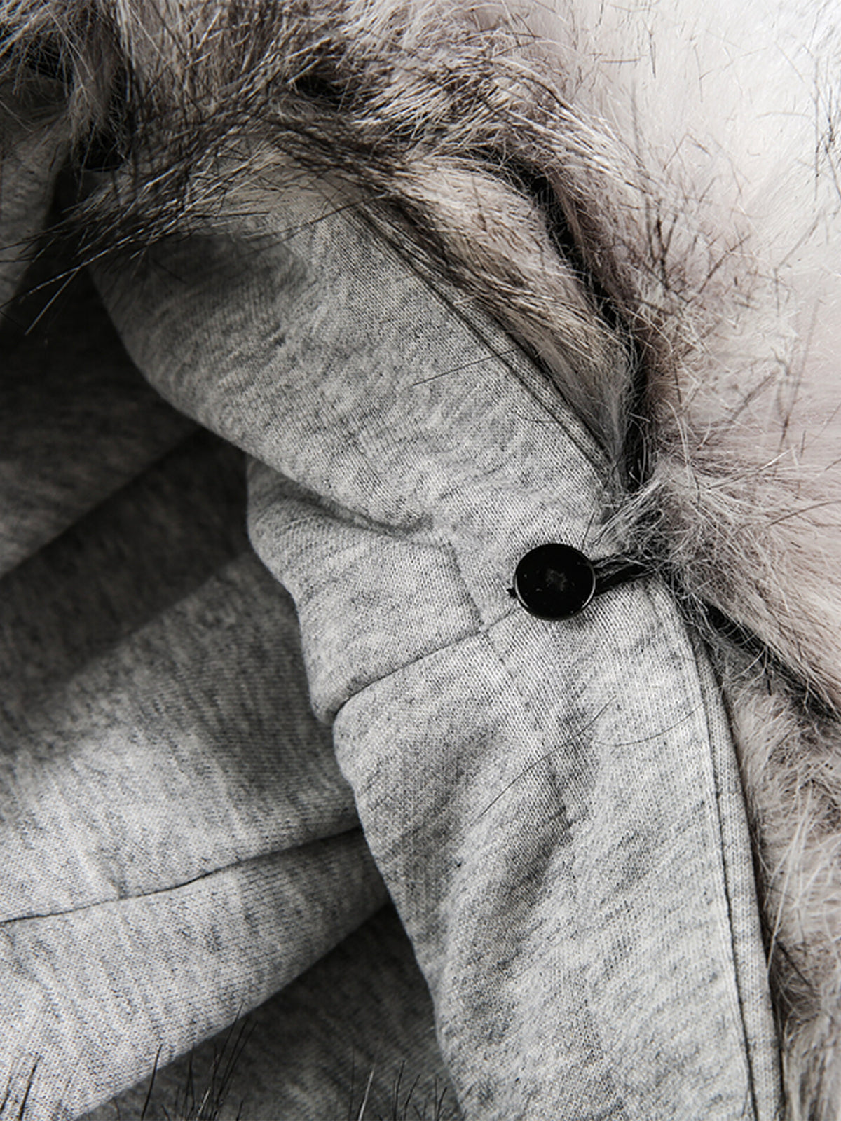 Thesupermade Detachable Fur Collar Half-zip Printed Hooded Cardigan Sweatshirt 