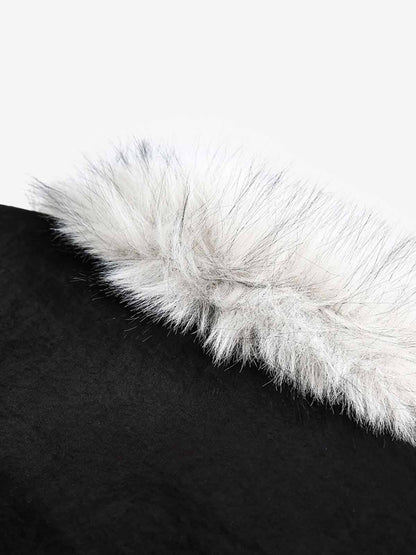 Camouflage Distressed Denim Jacket with Faux Fur Collar - Perfect for Casual and Outdoor Adventures 