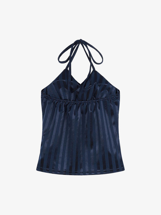 Striped Pattern Halter Jersey Cami Top