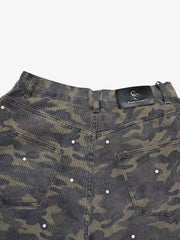 Camo Studded Cargo Pants; Forest Camouflage / M, Forest Camouflage / L, Forest Camouflage / XL
