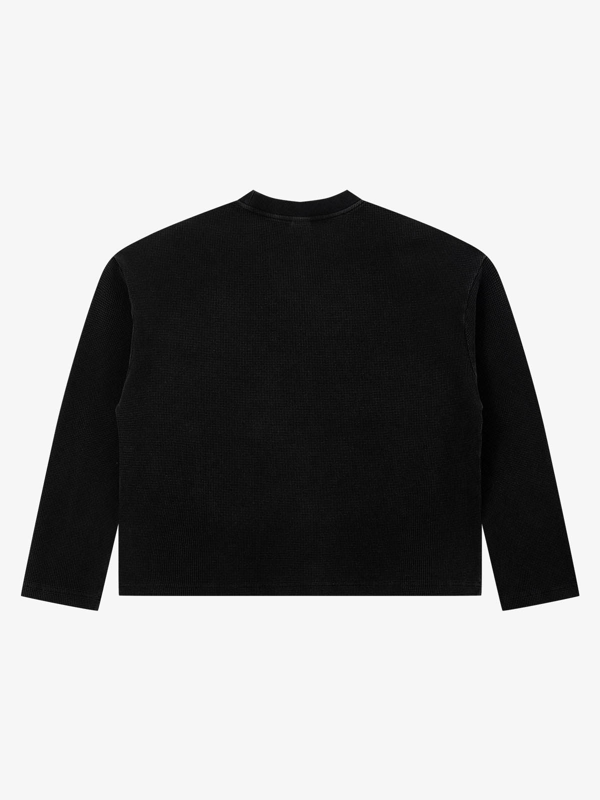 Thorn Silhouette Graphic Washed Waffle Long Sleeve Tee