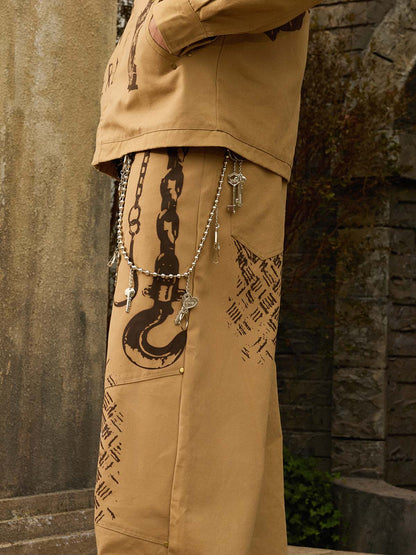 Supermade “Your God Is Not Here” Slogan Print Color-Blocked Embroidered Retro Canvas Set 