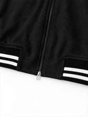 Scorpion-Embossed Cropped Zip Jacket & Curved-Leg Pants Set