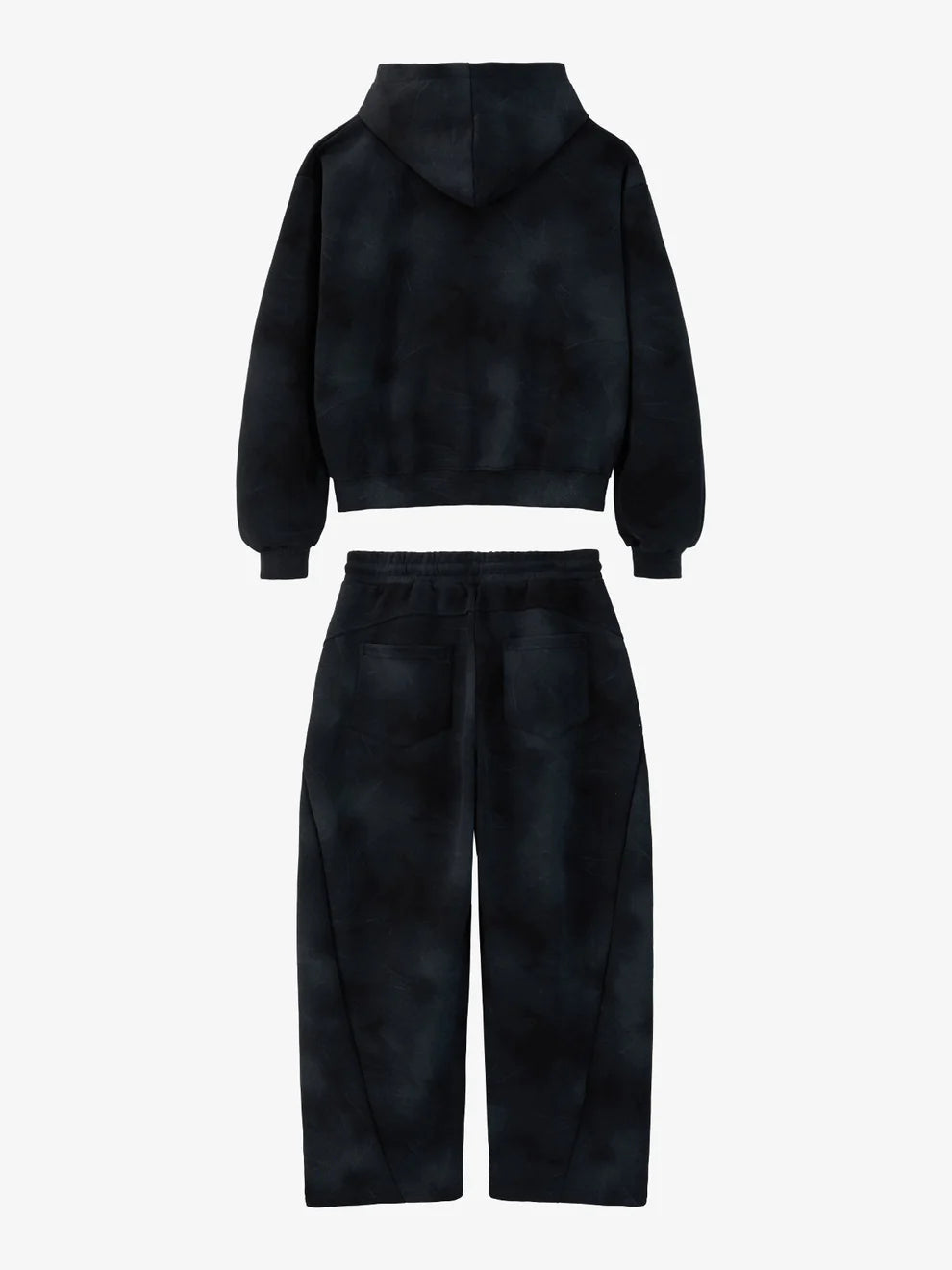 Vintage Washed Tie-Dye Zip Up Hoodie & Barrel Sweatpants Tracksuit 