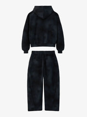 Vintage Washed Tie-Dye Zip Up Hoodie & Barrel Sweatpants Tracksuit 
