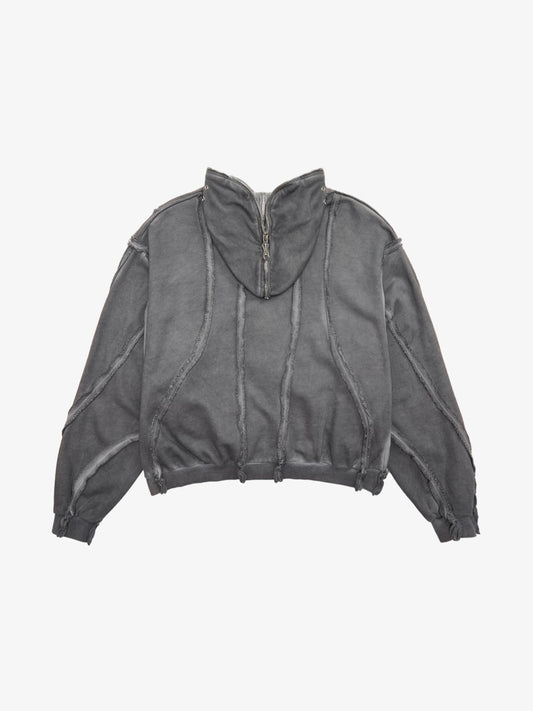 Thesupermade Heavy Washed Distressed Full Zip Hoodie - 2057 