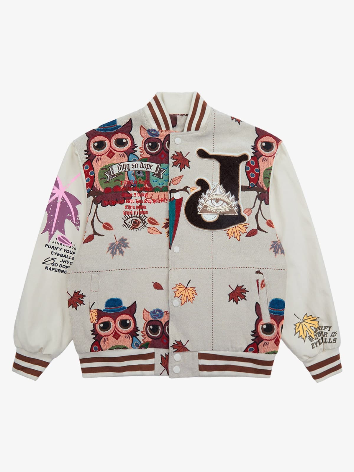 Thesupermade Owl Patch Embroidered Baseball Jersey 