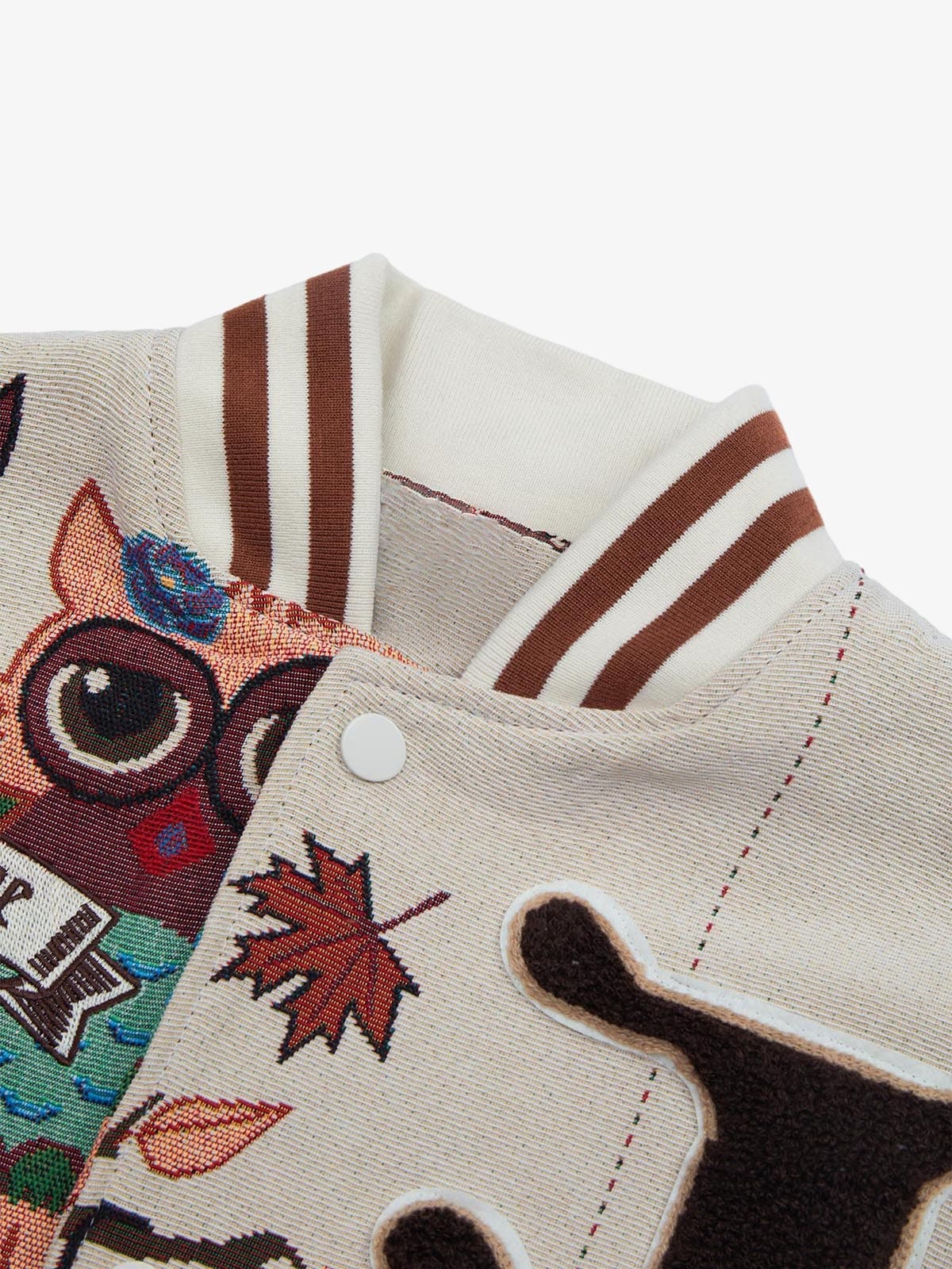 Thesupermade Owl Patch Embroidered Baseball Jersey 