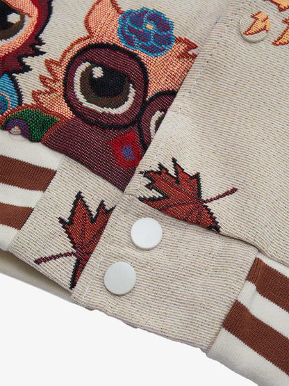 Thesupermade Owl Patch Embroidered Baseball Jersey 