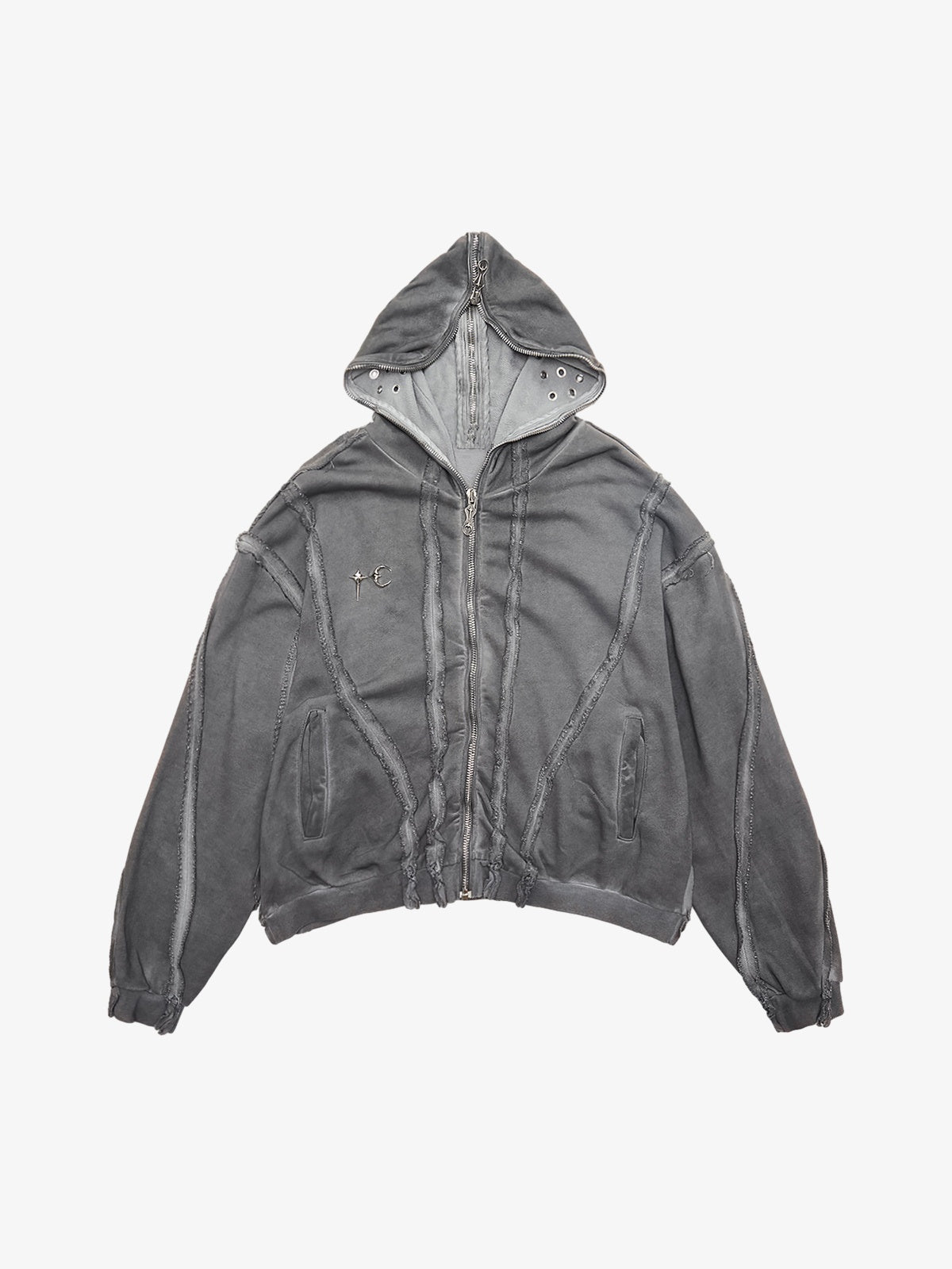 Heavyweight Washed Distressed Full Zip Hoodie | Thesupermade®