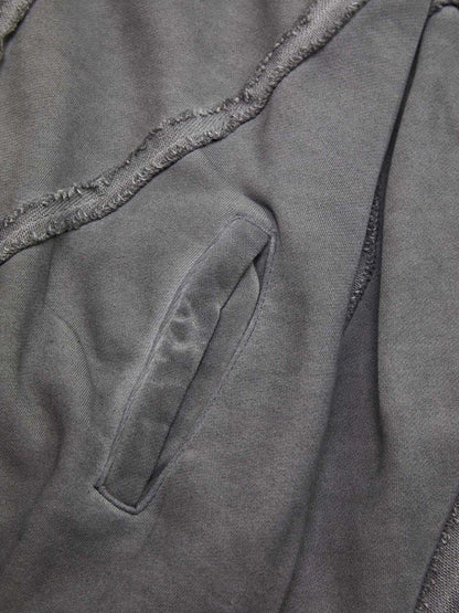 Thesupermade Heavy Washed Distressed Full Zip Hoodie - 2057 