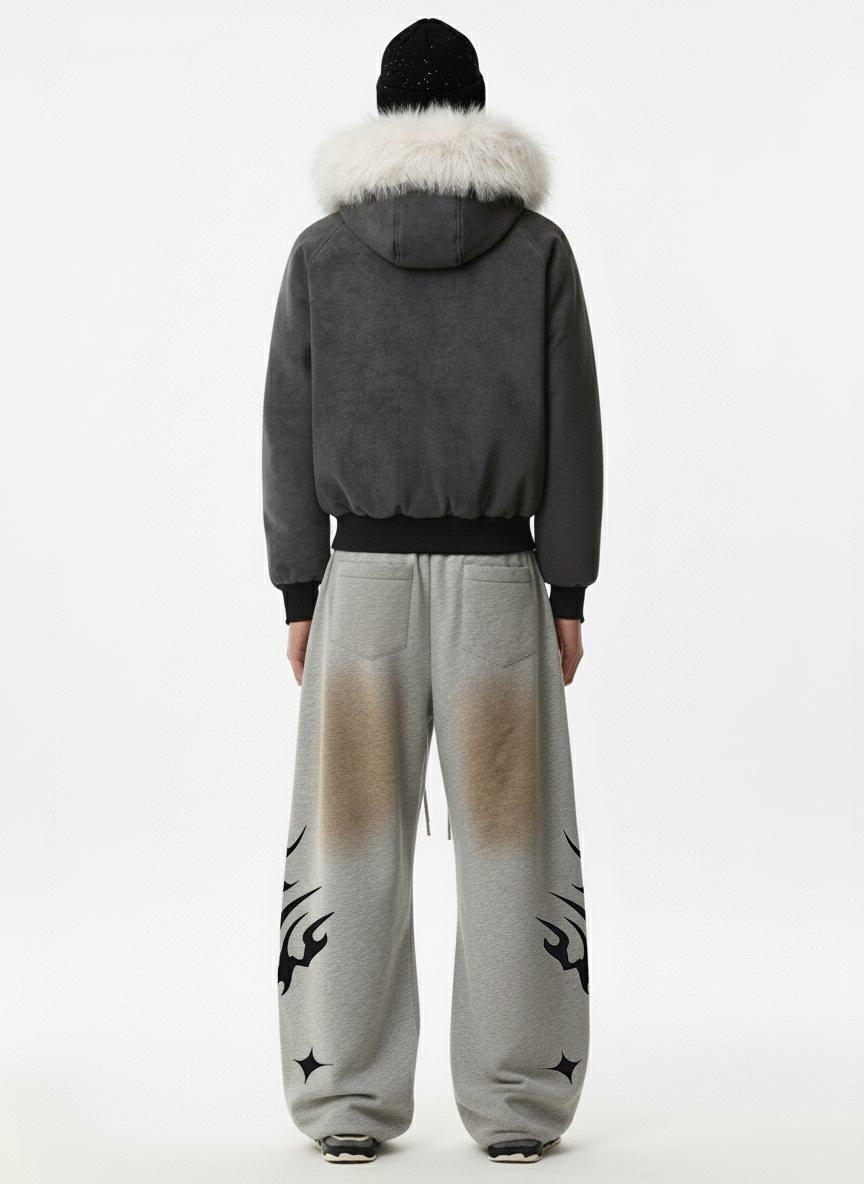 Faux Fur Trimmed Hood Suede Bomber Jacket 