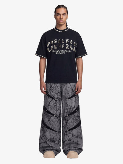 Elegant Pearl-Embellished Oversized T-Shirt 