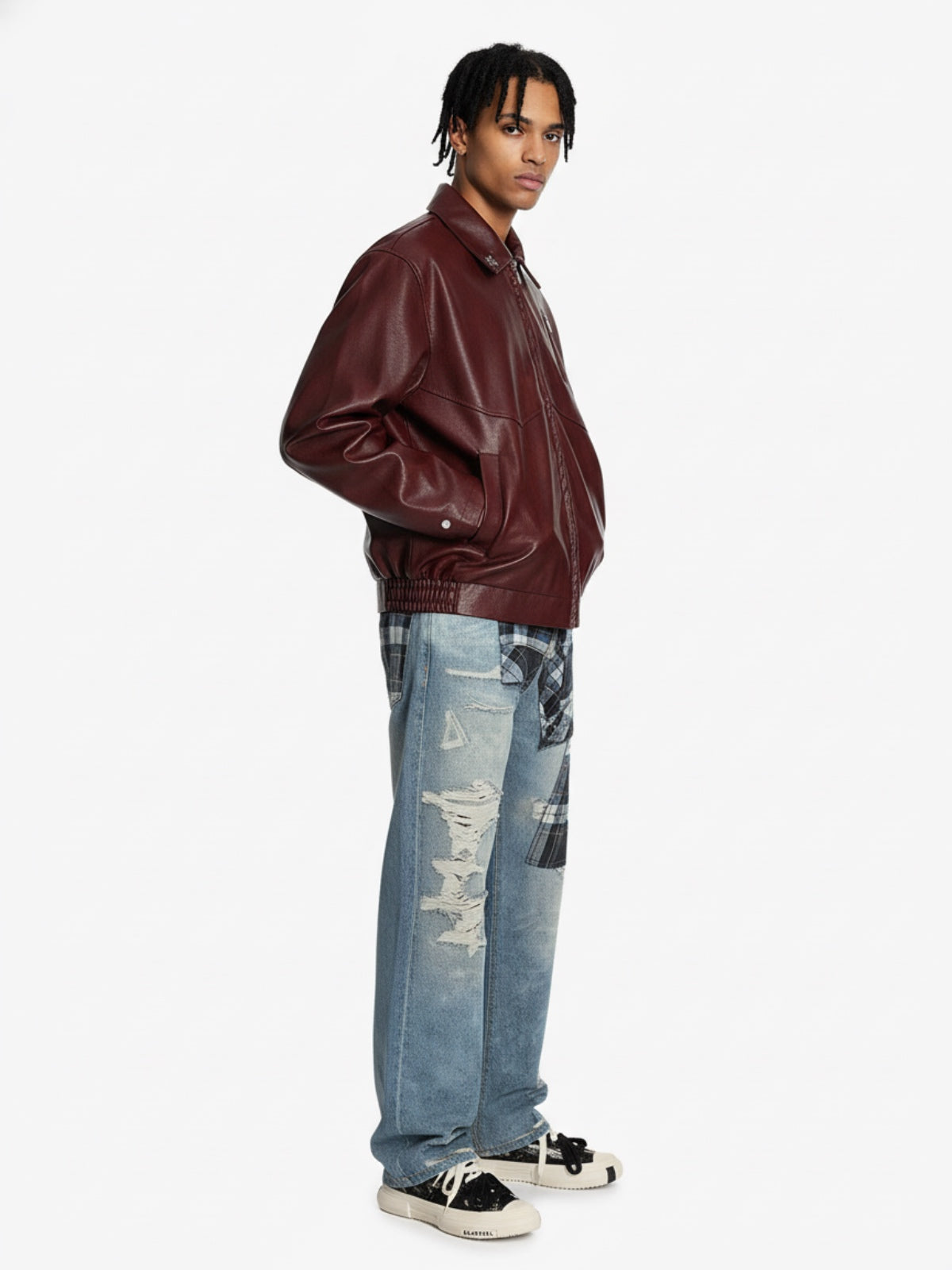 Street Plaid 3D Print Straight Leg Jeans 