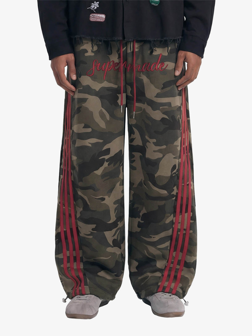 Retro Patchwork Embroidered Camouflage Barrel Pants - 2520 
