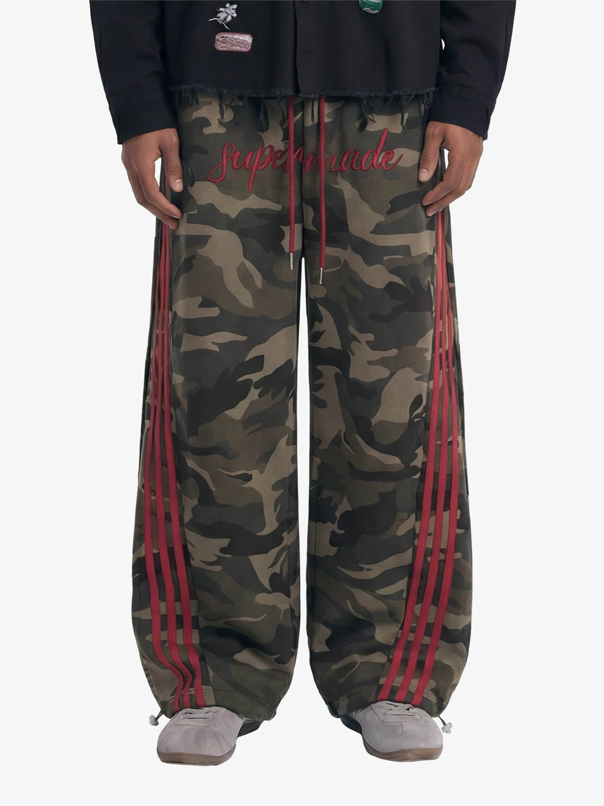 Retro Patchwork Embroidered Camouflage Barrel Pants - 2520 