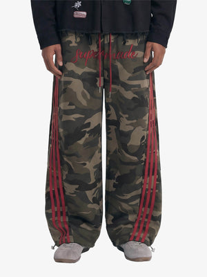 Retro Patchwork Embroidered Camouflage Barrel Pants - 2520 