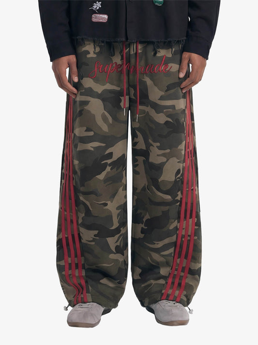 Retro Patchwork Embroidered Camouflage Barrel Pants - 2520 