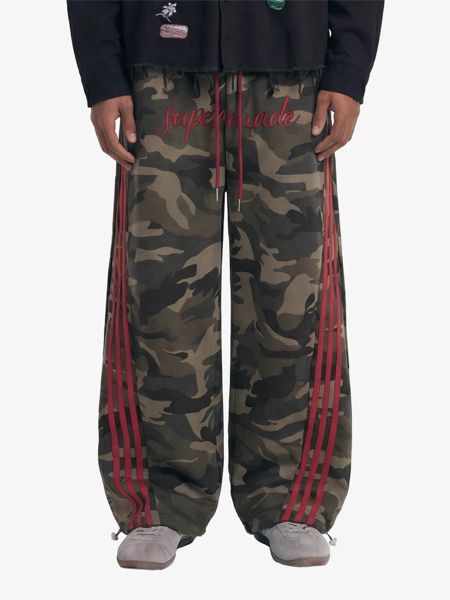 Retro Patchwork Embroidered Camouflage Barrel Pants - 2520 