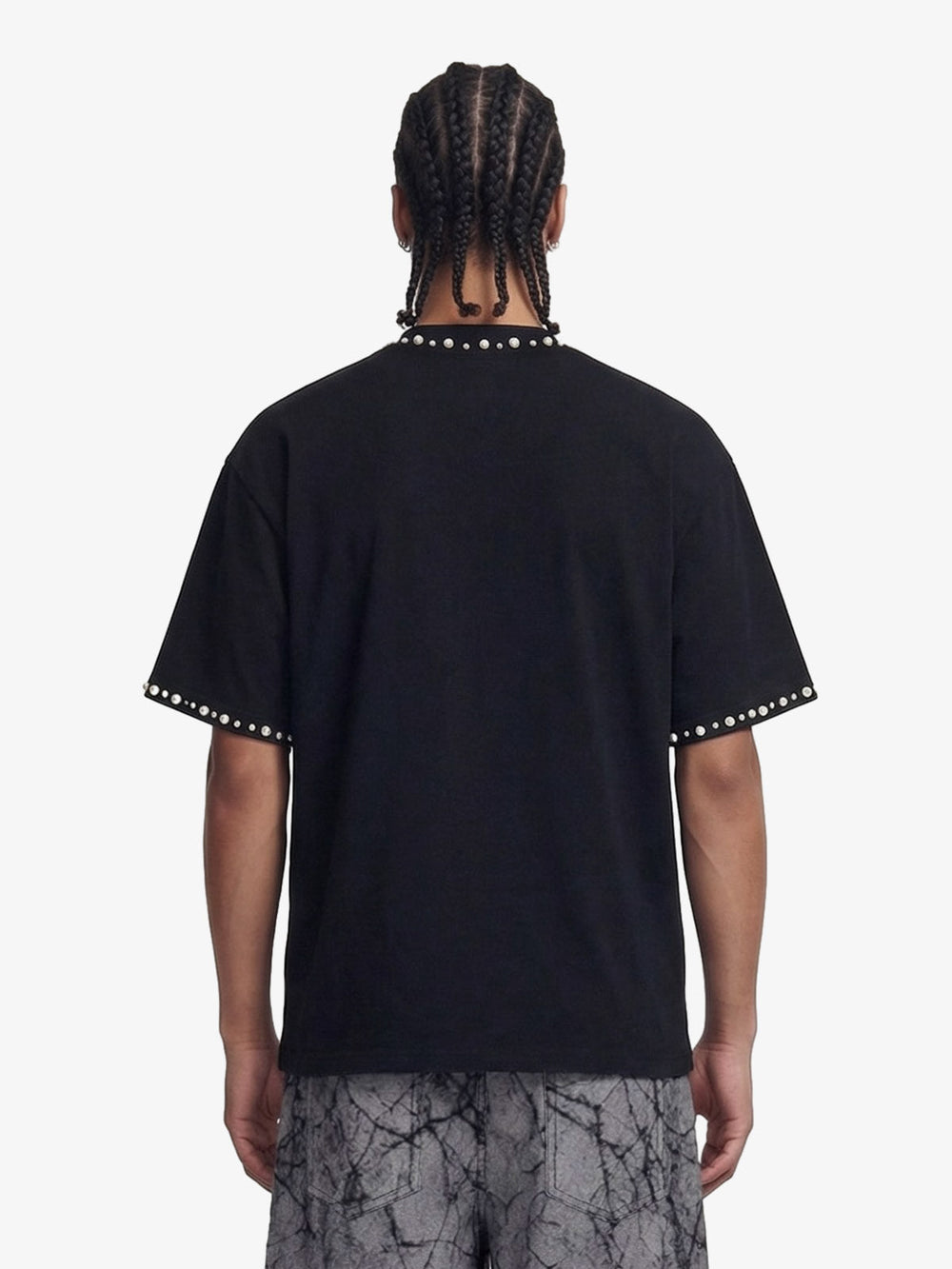 Elegant Pearl-Embellished Oversized T-Shirt 