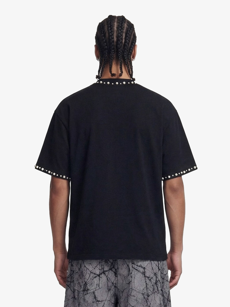 Elegant Pearl-Embellished Oversized T-Shirt 
