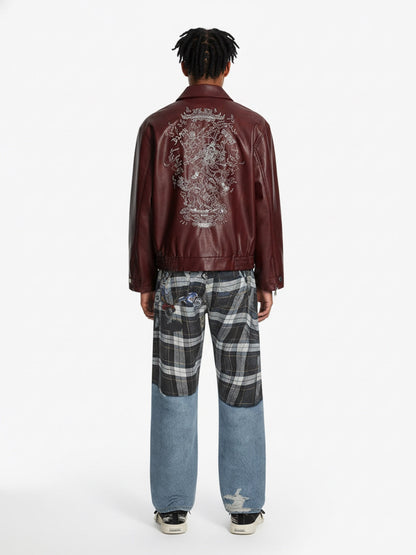 Street Plaid 3D Print Straight Leg Jeans 