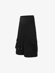 Short cargo en polaire, taille haute, jambes larges, coupe ample, style streetwear