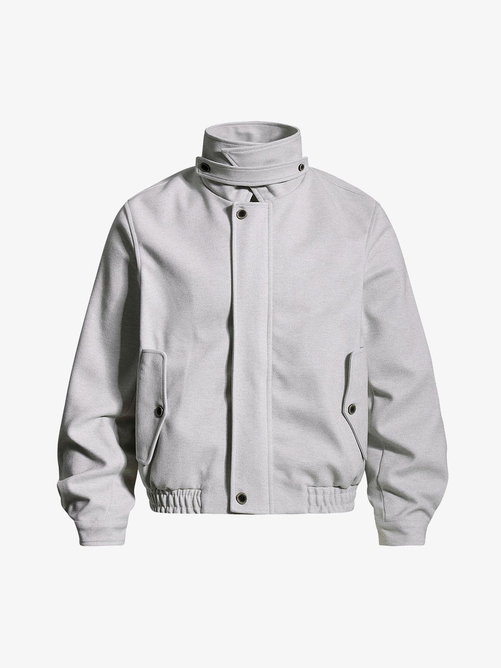 Convertible-Collar Snap-Button Bomber Jacket
